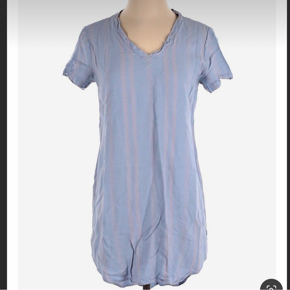 Cloth & Stone Blue Pink Strip Pullover Rayon Blend Dress Size M
